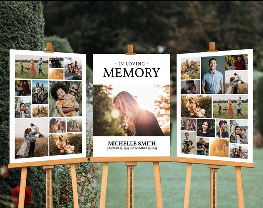 Celebration Of Life Funeral Collage Poster Board Trio